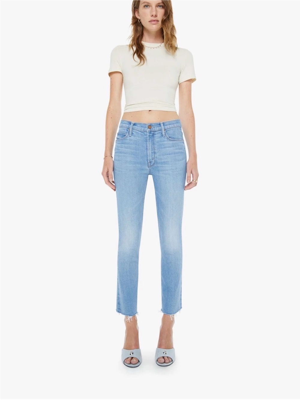 MOTHER - The Mid Rise Dazzler Crop Fray - Sun Kissed SZ 29
